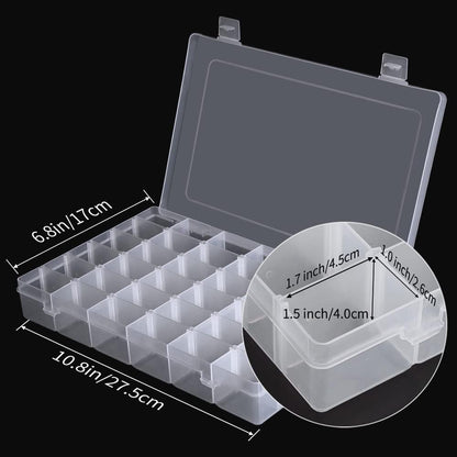 Opret 2 Pack 36 Grids Plastic Storage Box Clear Organizing Containers Craft Organizers and Storage with Adjustable Dividers for Washi Tapes Thread Craft Jewelry Fishing Tackles, Size 10.8×6.8×1.7in