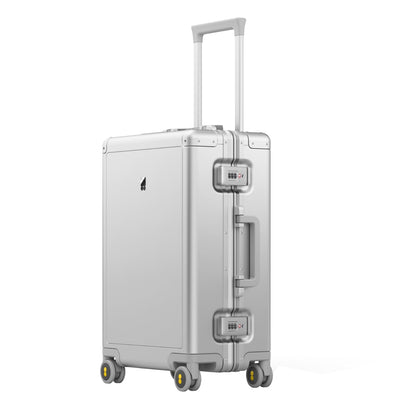LEVEL8 Gibraltar Carry on Luggage, 20 Inch Aluminum Zipperless Luggages Airline Approved, Hardside Suitcase with TSA Lock and Spinner Wheels, Silver