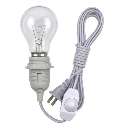Dimmable Plug in Pendant Light Cord with Dimmer Switch, 15 Ft Hanging Lamp Cord Kit with E26/E27Socket Swag Light with Hooks for DIY Lantern Lampshade White (Incandescent Bulb Only)