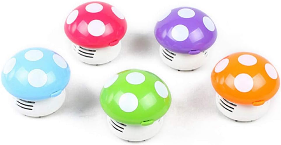 Sewroro Desktop Vacuum Cleaner, Mini Mushroom Shaped Table Dust Vacuum, Portable Corner Cleaner, Battery Operated Red