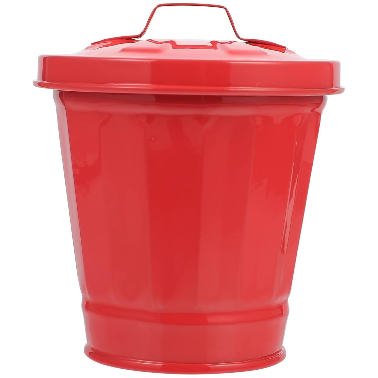 POPETPOP Galvanized Trash Can with Lid, Mini Desktop Wastebasket, Metal Utility Pail for Kitchen Countertop