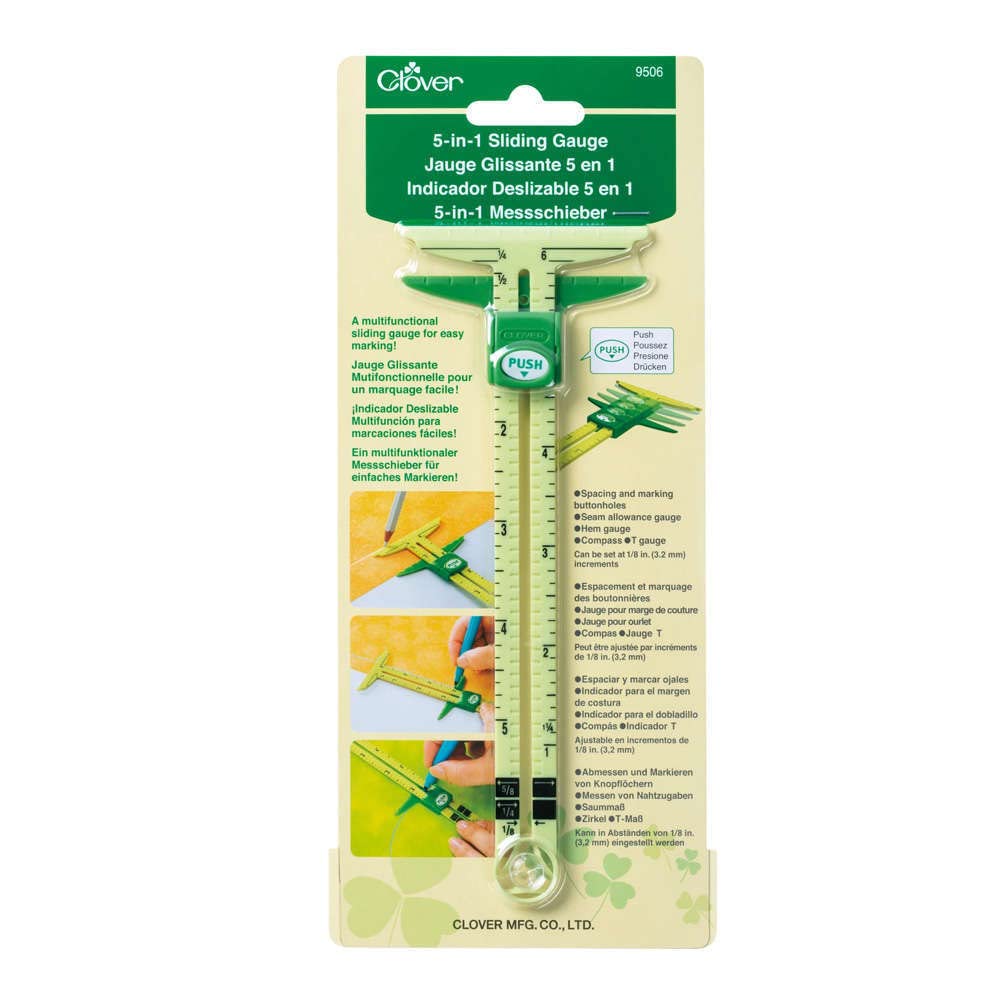 Clover 9506 5 in 1 Sliding Gauge with Nancy Zieman, 9.13 x 4 x 0.38