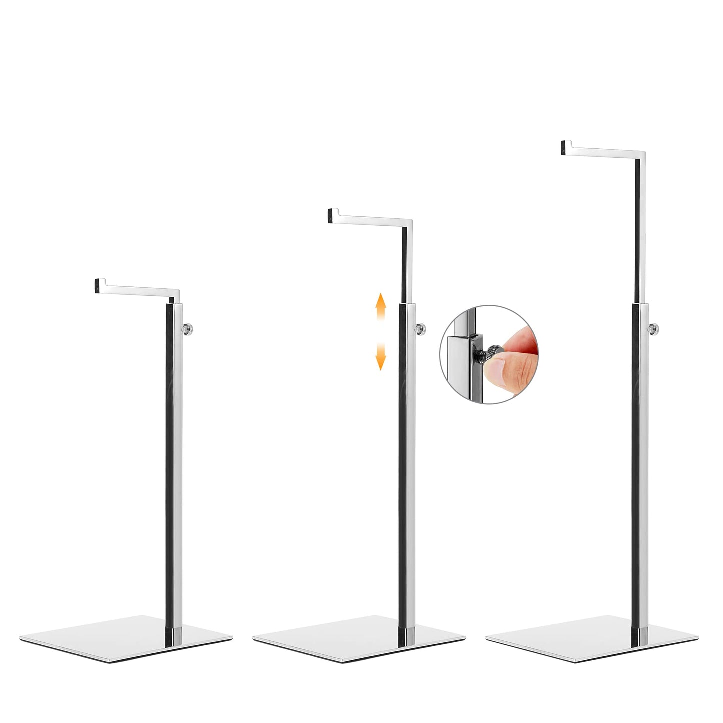 K KAIDIYIN 2 Pack Handbag Display Stands, Silver Purse Holder Display Stands, Adjustable Height Stainless Steel Hanger Rack for Retail Closet Vendors Display Luxury Bag Handbags Jewelry (RCS 50% Recycled Post-consumer Metal)