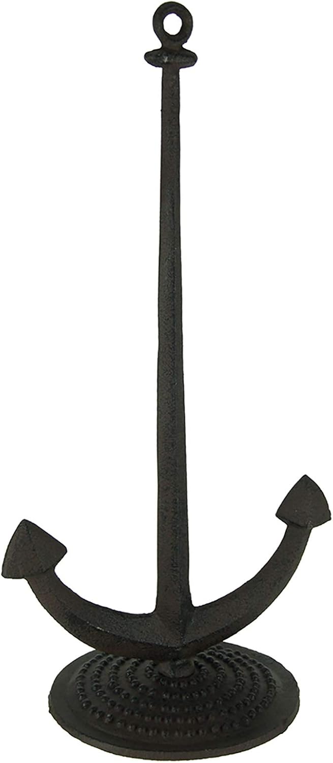 Moby Dick Specialties Rust Brown Cast Iron Nautical Ship Anchor Paper Towel Holder