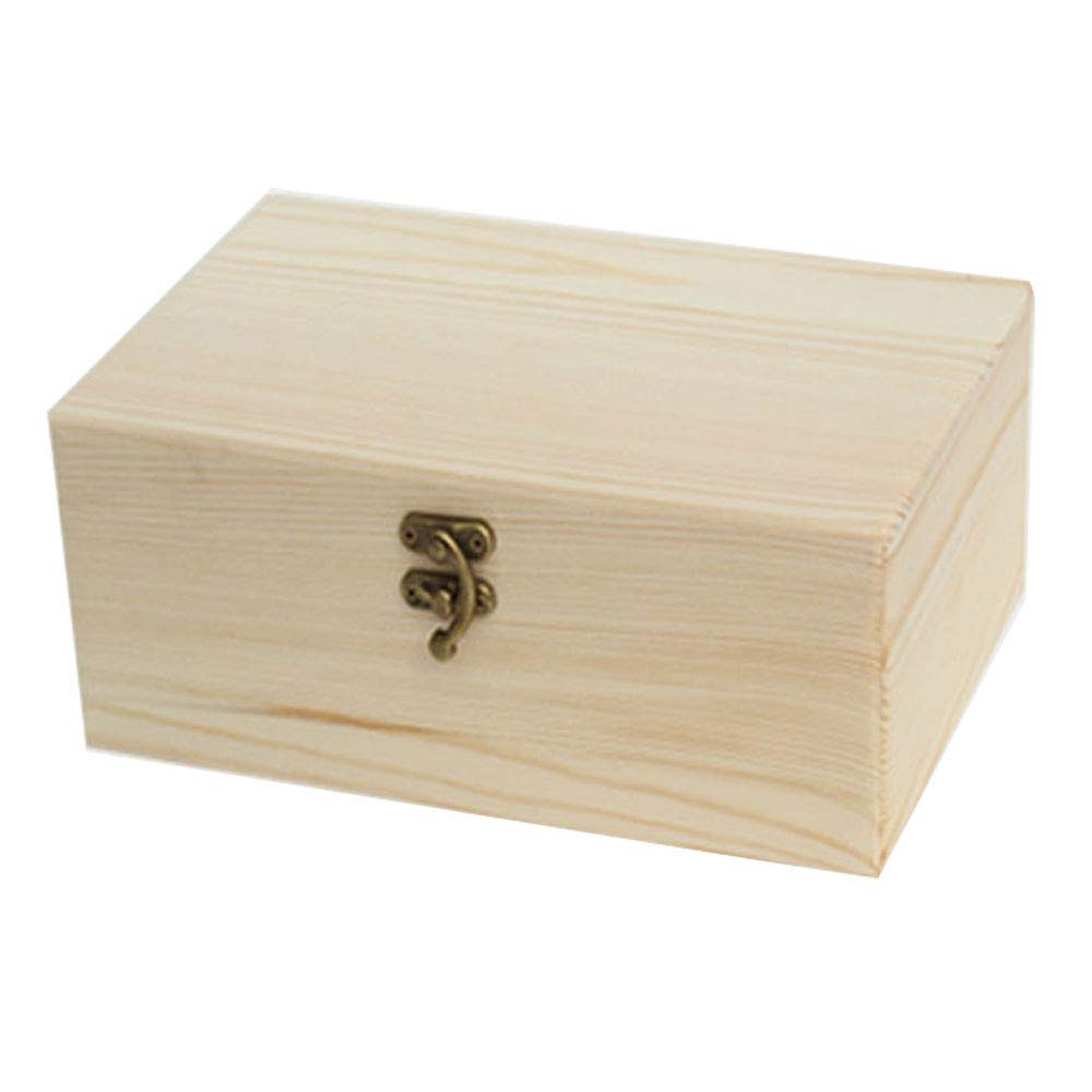 Zhou Pine Wood Storage Box - Natural DIY Accessories Set with Hinged Lid and Front Buckle, Perfect for Art Lovers and Family Collections