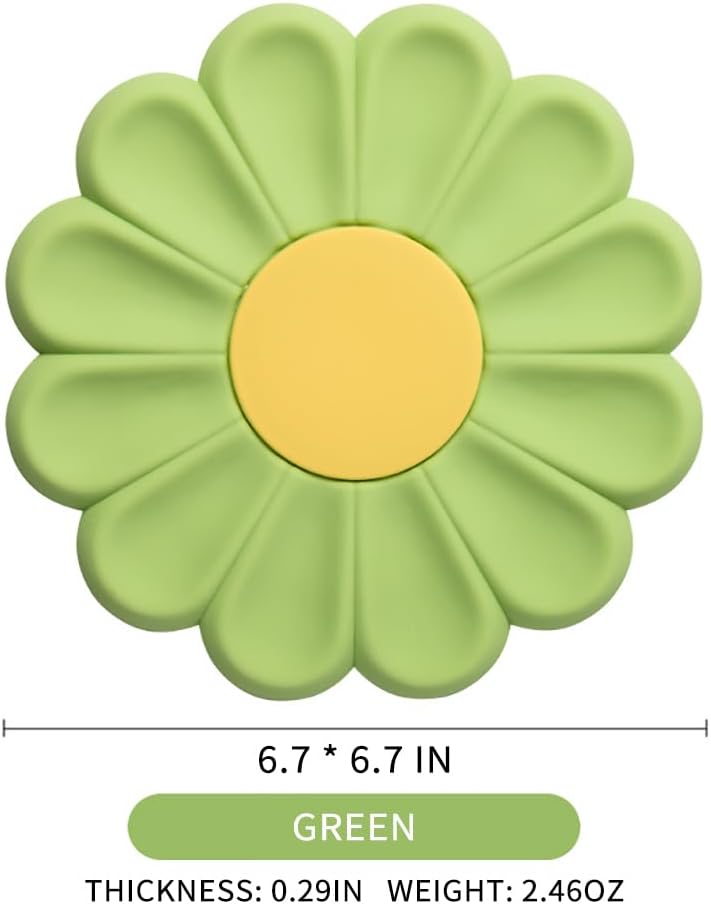 Daisy Trivet for Hot Pots and Dishes, 6.7 Inch Round Flexible Silicone Hot Pads, Heat Resistant Mat