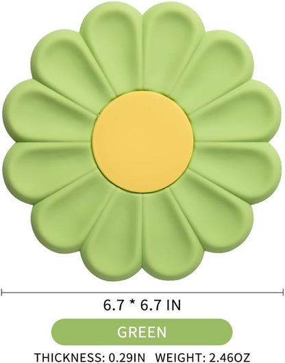 Daisy Trivet for Hot Pots and Dishes, 6.7 Inch Round Flexible Silicone Hot Pads, Heat Resistant Mat
