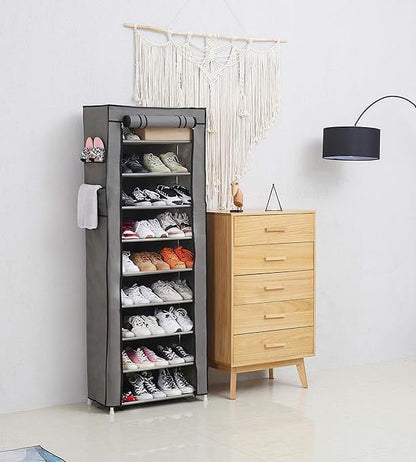 Generic 9 (22.83 11.4 63) 9 Tiers Shoe Rack Organizer, Free Standing Shoe Cabinet Storage Shelf Holder with Non-Woven