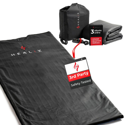 Healix Infrared Sauna Blanket Zero EMF | Portable Home Sauna Blanket for Relaxation & Wellness | Far Infrared Heating, Adjustable Temp (77–176°F), Carbon Fiber Heating, Zipper Seam