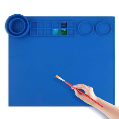 Silicone Painting Mat Art Mat with Cup Craft Paint Brush Cleaner Tool Artist for Kids Gift Clay DIY Creations Paint Tray Palette Craft Mats to Protect Table for Work Art Supplies (Orange)