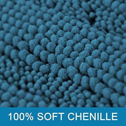 H.VERSAILTEX 2 Piece Bathroom Set - Super Absorbent Chenille Striped Bath Mats - Non Skid Machine Wash Dry Rugs