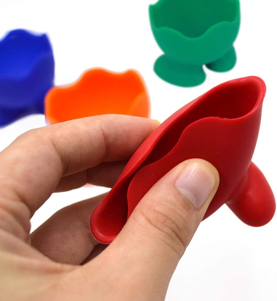 LABANCA 4 Pcs Silicone Soft Boiled Egg Holders, Rainbow Egg Cups, Perfect for Kitchen & Dining