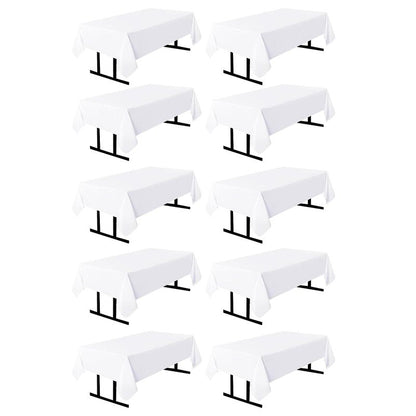 TUOTPE 10 Pack White Square Tablecloths, 60 x 102 Inch Stain Resistant and Wrinkle Polyester Fabric Washable Table Clothes Cover for 6 Foot Table, Wedding, Reception Banquet, Birthday Party