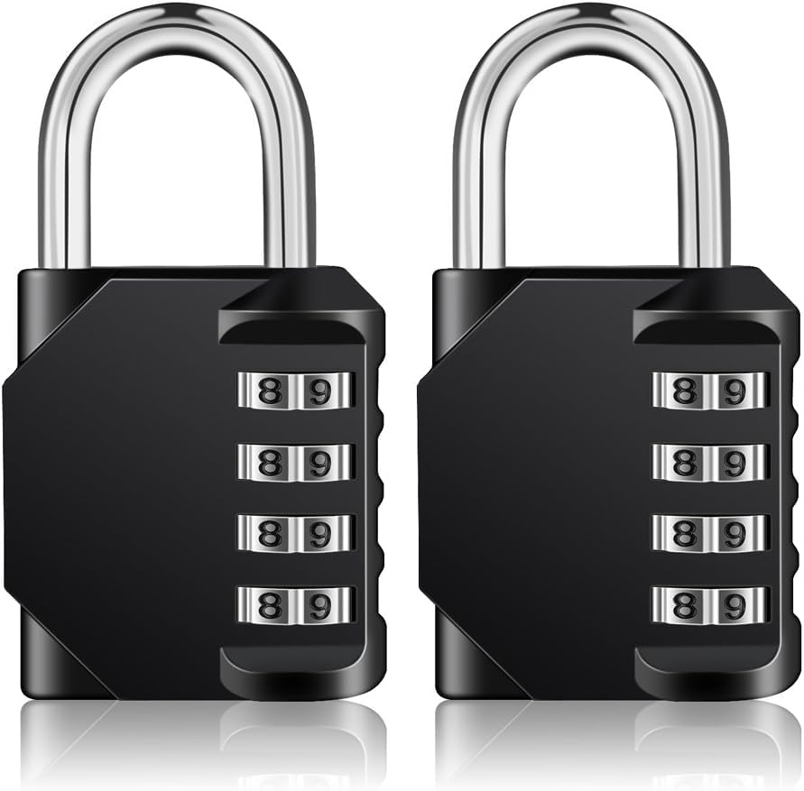ZHEGE Padlock, Combination Lock 4 Digits, Outdoor Padlock Weatherproof for Gym Locker, Garden Fence Gate (Black)