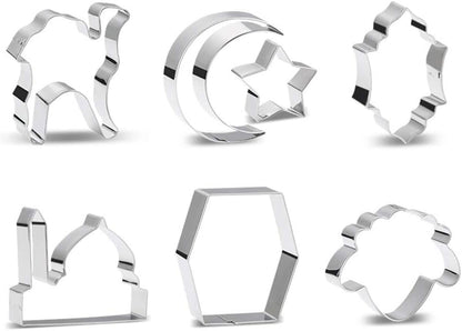 Aprildecember Ramadan and Eid Cookie Cutter Set of 7 - Includes Mosque, Lantern, Moon, Star, Kaba, Sheep Head, Camel