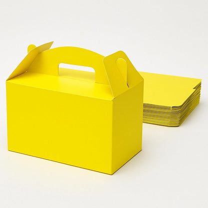24Pack Large Party Favor Boxes,Yellow Treat Boxes,XiePiPiPaper(9.45*5*5"),Large Goodie Boxes, Gable Gift Boxes with Handles,Candy Boxes for Kids Birthday Baby Shower Wedding Halloween Christmas.