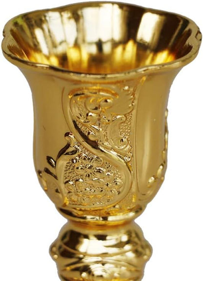 Taper Candle Holders with Deluxe Engraved Design, Set of 2 Premium Gold Candlestick Holders