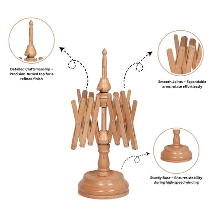 Handcrafted Jumbo Rosewood Yarn Winder & Swift Set – Large Capacity Wooden Ball Winder for Knitting & Crocheting, Heavy Duty Tabletop Yarn Swift and Ball Winder