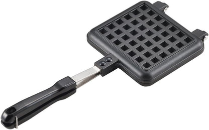 Yoshikawa SJ2275 Waffle Maker, Single, Black, Fluorine Treatment for Gas Stoves, 13.6 x 5.6 x 1.3 inches