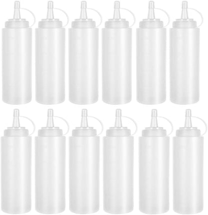 12 Pack 8 oz Plastic Squeeze Bottles Multipurpose Squirt Bottles for Ketchup,Condiments,BBQ
