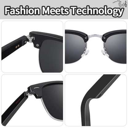 Smart Sunglasses Glasses for Men Women with AAC Speaker Open Ear Music Touch Buttons Remote Photo Voice Assistant Hand-free Calling, Unisex Audio Intelligent Bluetooth 5.0, Great Gift for Friends