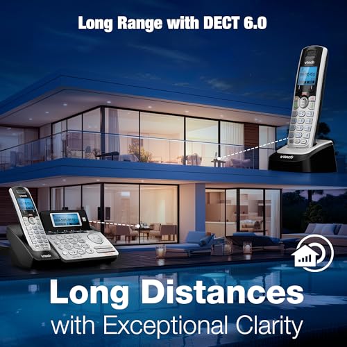 VTech Accessory Handset for DS6151 Series with 2-Line Cordless Phone, Suitable for Small Business or Home, Answering System, Expandable up to 12 Handsets, Intercom, Conference | DS6101 (Black/Silver)