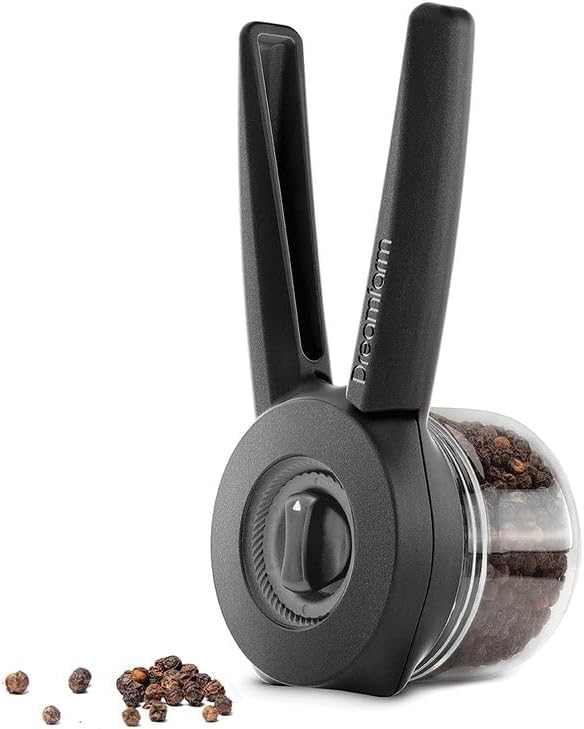 1-or-2-Handed 6 Settings 2oz Dreamfarm Ortwo Lite Original Ergonomic, Re-Fillable Salt, Pepper, Spice, Seed, Coffee
