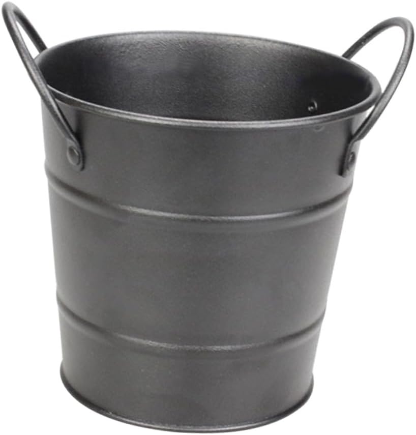 Small Black Metal Food Container, Portable Ice Bucket, Mini Tinplate Basket, Dipping Sauce Snack Bucket, Metal Barrel
