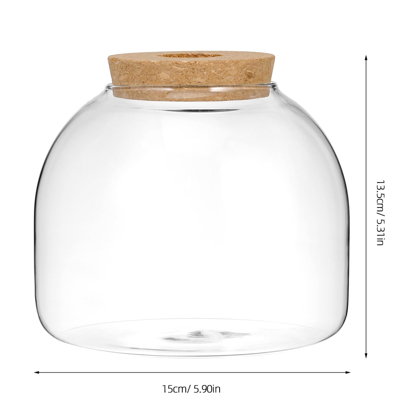 iplusmile Glass Plant Terrarium Jar, Tabletop Succulent Bubble Planter with Cork Lid, Open Mouth Round Fish Bowl Vase Sealed Glass Bottles Vial for Home Decor