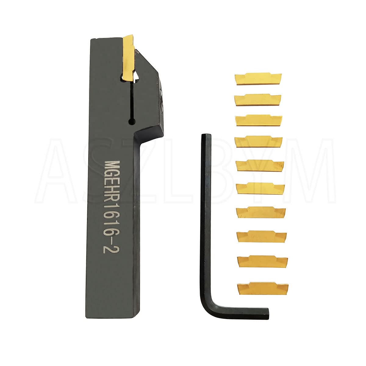 ASZLBYM Lathe Grooving Tool Holder Grooving Cut-Off Tool Holder MGEHR1616-2 With 11pcs MGMN200-G Indexable Carbide Grooving Inserts