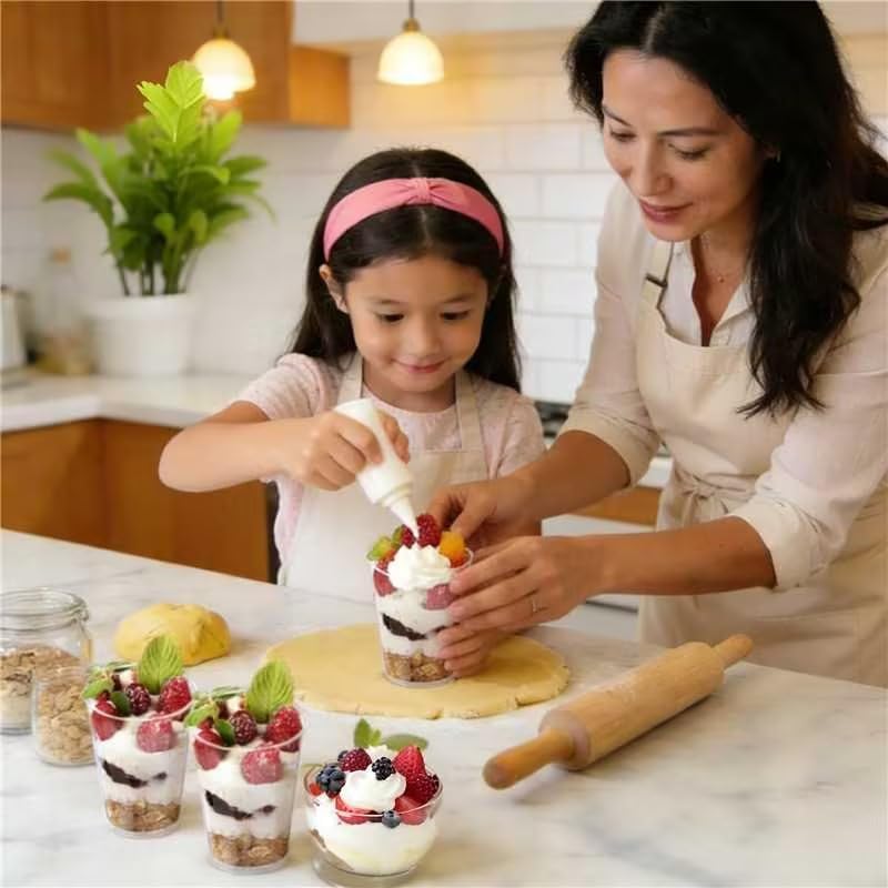200 3oz Pcs Mini Dessert Cups with Lids and Spoons - Jello, Clear Plastic Parfait & Pudding Shooter Cups for Tasting