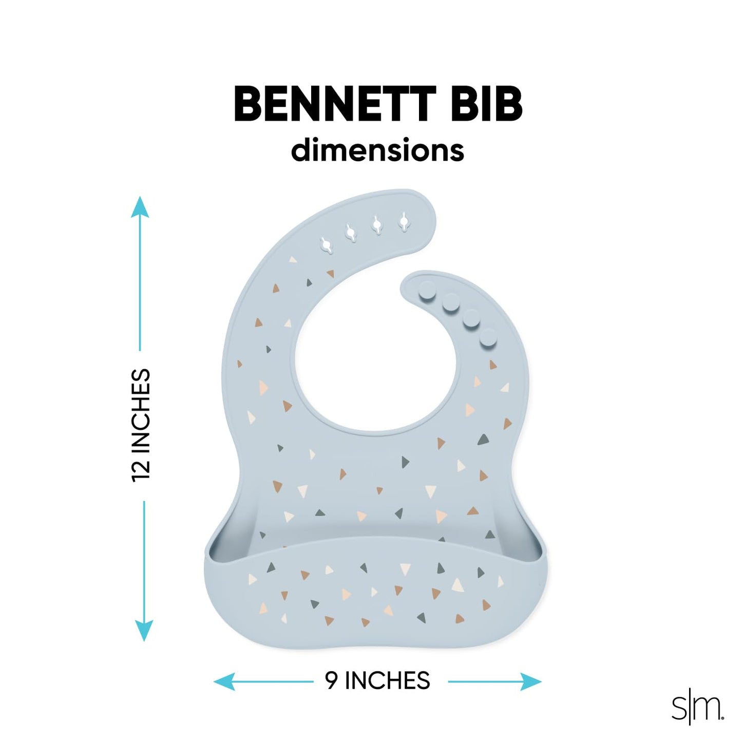 Simple Modern Silicone Bib for Babies, Toddlers | Lightweight and Durable Baby Bibs for Eating with Food Catcher Pocket | Soft Silicone with Adjustable Fit | Bennett Collection | Trains