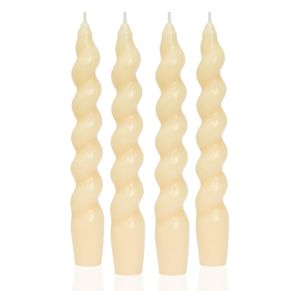 MAITREYA Light Blush Spiral Taper Candles - Conical Stick Candles, Handmade Twisted, Set of 4 for Decoration, Weddings, Party, Church - Unscented, Dripless, 7.5inch