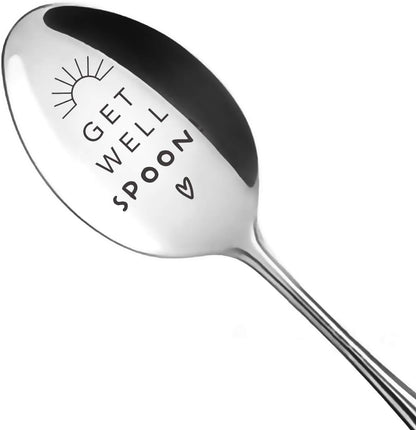 Get Well Spoon, Funny Engraved Stainless Steel Spoon, Best Recovery Gift for Women Men, Encouragement Gifts