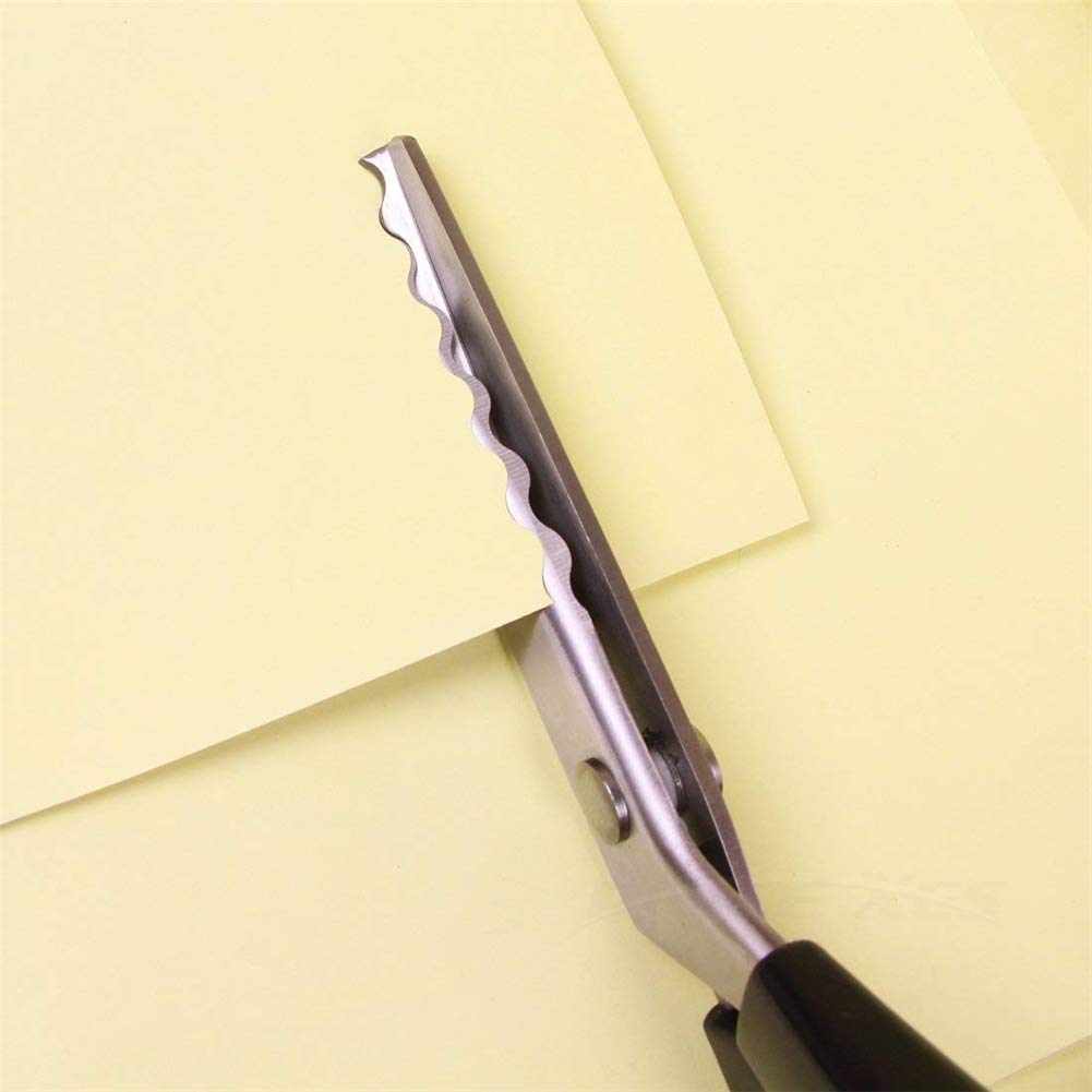 Fabric Pinking Shears, Professional Stainless Steel Handled Scissors, Black, 18mm Scalloped Blade