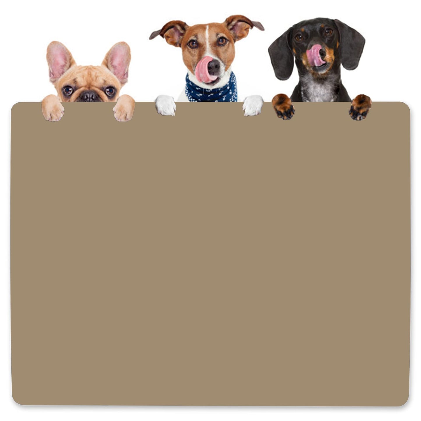 KVK Dog Water Mat 39.4×29.5in - Silicone Dog Mats for Food and Water Extra Large - Pet Food Mat for Floors Waterproof - Pet Feeding Mats Prevent Water Food Spills - Taupe