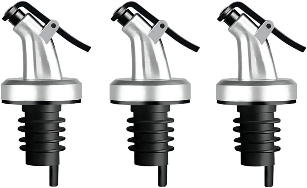 Dycica Nozzle (Silver-3pcs) Olive Oil Spouts, Oil Vinegar Bottle Stopper Spout Leakproof Dispenser Wine Pourer forOil