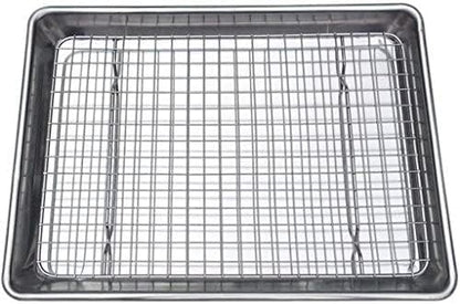 Checkered Chef Baking Sheets for Oven, Quarter Sheet Pan with Stainless Steel Wire Rack, Easy Clean Cookie Sheets,