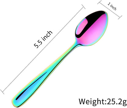 8 Pieces 18/10 Dessert Spoons, Teaspoons, Small Coffee Spoons, Espresso Spoons, 5.5 Inch (Multicolor)