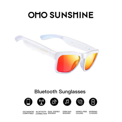 OhO Smart Glasses,Safety Glasses with Bluetooth Speaker,Indoor/Outdoor UV Protection and Voice Control,Unisex(Blue Light Lens)
