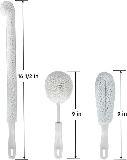 Lily's Home Decanter Cleaning Brush Set, Glassware Cleaning Brushes for Hard to Reach Areas, Set of 3