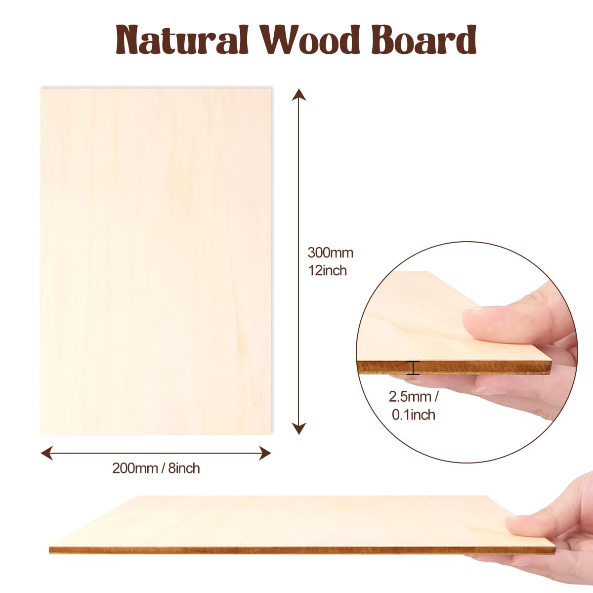Philorn Basswood Sheets 12" x 8" x 1/10 Inch, 12 Pack Plywood Sheets 2.5mm Unfinished for Laser Cutting and Engraving, Crafts, Architectural Models Making, Wood Burning, Staining