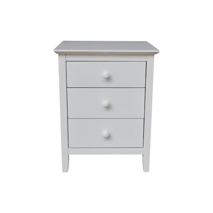 International Concepts Solid Wood Bedroom Nightstand with 3 Drawers in White