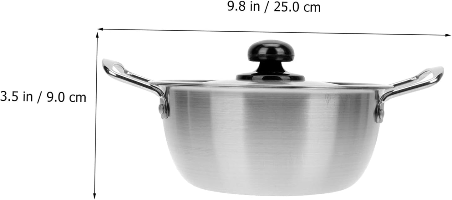 Ciieeo Stainless Steel Instant Noodle Pot Set with Lids, Korean Cooking Pots for Ramen and Soup