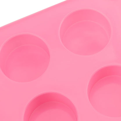 ZOENHOU 5 Pack 15 Cavity Round Silicone Soap Molds, Pink Cylinder Silicone Soap Mold for Soap Making Loaf DIY Handmade Craft, Bath Bombs, Chocolate