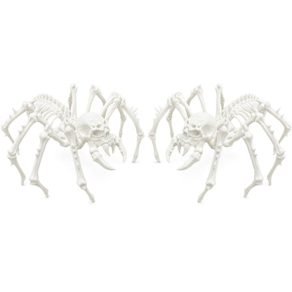 Kathfly 2 Pcs Spider Skeleton Decor, Animals Skeleton Ornaments Plastic Spider Skull Bones Figure Decor for Indoor and Outdoor Halloween Party Props Escape Rooms