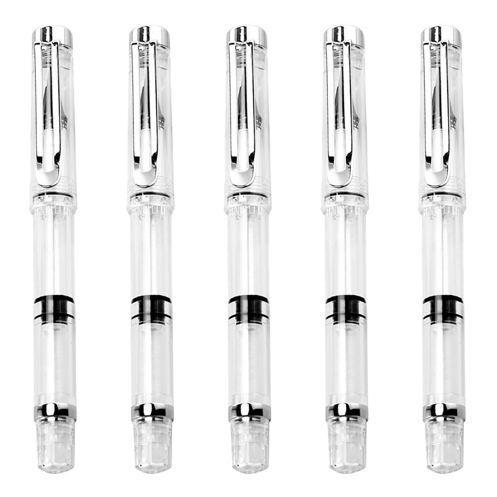 NUOBESTY 5Pcs Stationery fountain pen student Refillable Fountain Pen plastic wolf hair office Brush Pen water paint brush pens soft brush Paint Calligraphy Brush Pen refillable