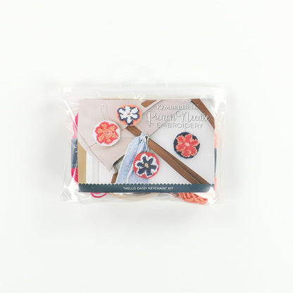 Kimberbell Hello Daisy Punch Needle Embroidery Kit – DIY Keychain Craft Kit for Beginners & Crafters – Includes Yarn, Monk’s Cloth, Tools, Buttons & Hoop – Makes 4 Keychains