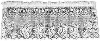 Heritage Lace Victorian Rose Valance, 60-Inch Wide by 16-Inch Drop, White