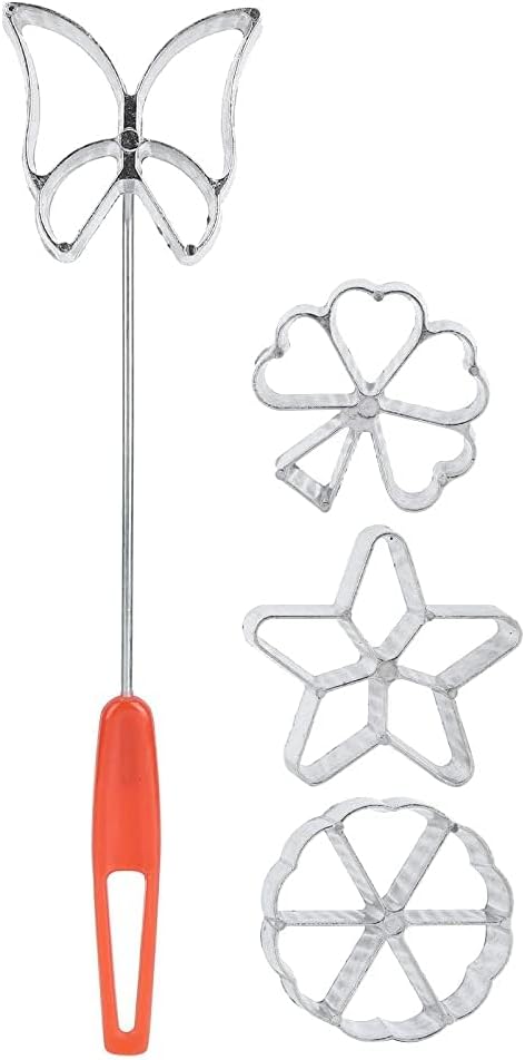Rosette Iron Set with Handle, 4 Shapes Cake Printing Pastry Waffle Molds, Cookie Pastry Mold for Biscuit Lovers